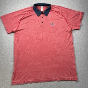 UNRL Barstool Sports Men's Athletic Golf‎ Polo Shirt Red Camo Size 2XL Stretch